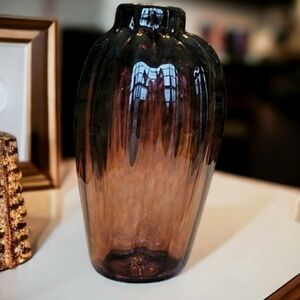 Desi R Signed Hand Blown Deep Purple Bud Vase - 6.5" Height